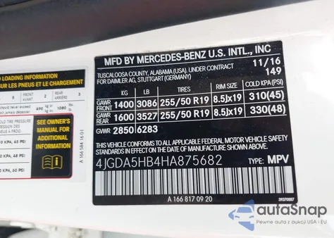 2017 Mercedes-Benz Gle 350 4Matic from USA, damaged, VIN 4JGDA5HB4HA875682